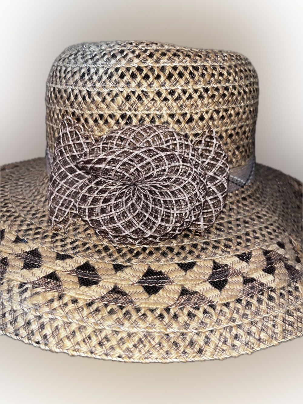 Women summer hat Woven Straw Sun Hat with Decorative Band - Natural - Beach Wear